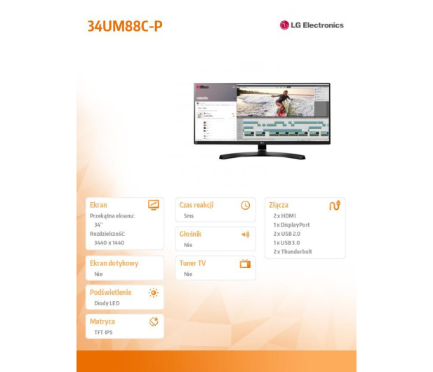 LG ELECTRONICS 34'' 34UM88C-P Czarny - 305075 - zdjęcie 7